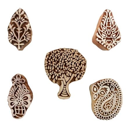 Set of 5 Piece New Mix Wooden Printing Blocks